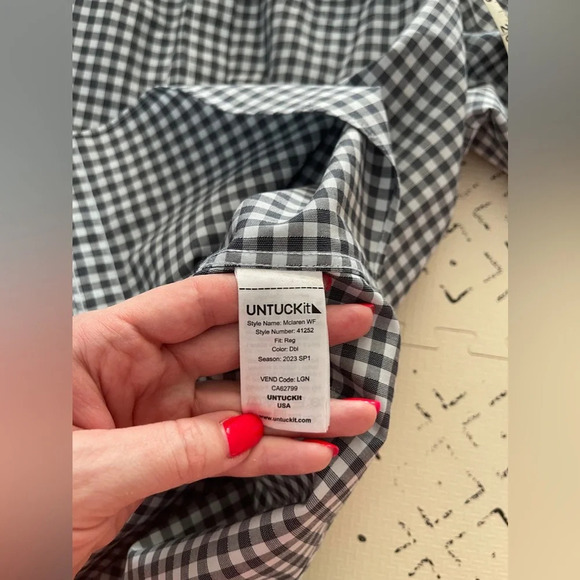UntuckIt Mclaren wrinkle free gingham button down shirt XL - Picture 4 of 6